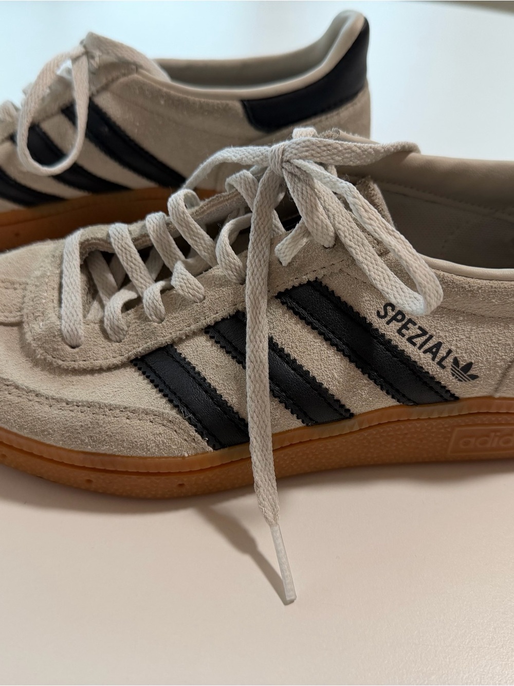 Adidas Spezial Women’s Suede Sneakers - Light Beige with Black Stripes